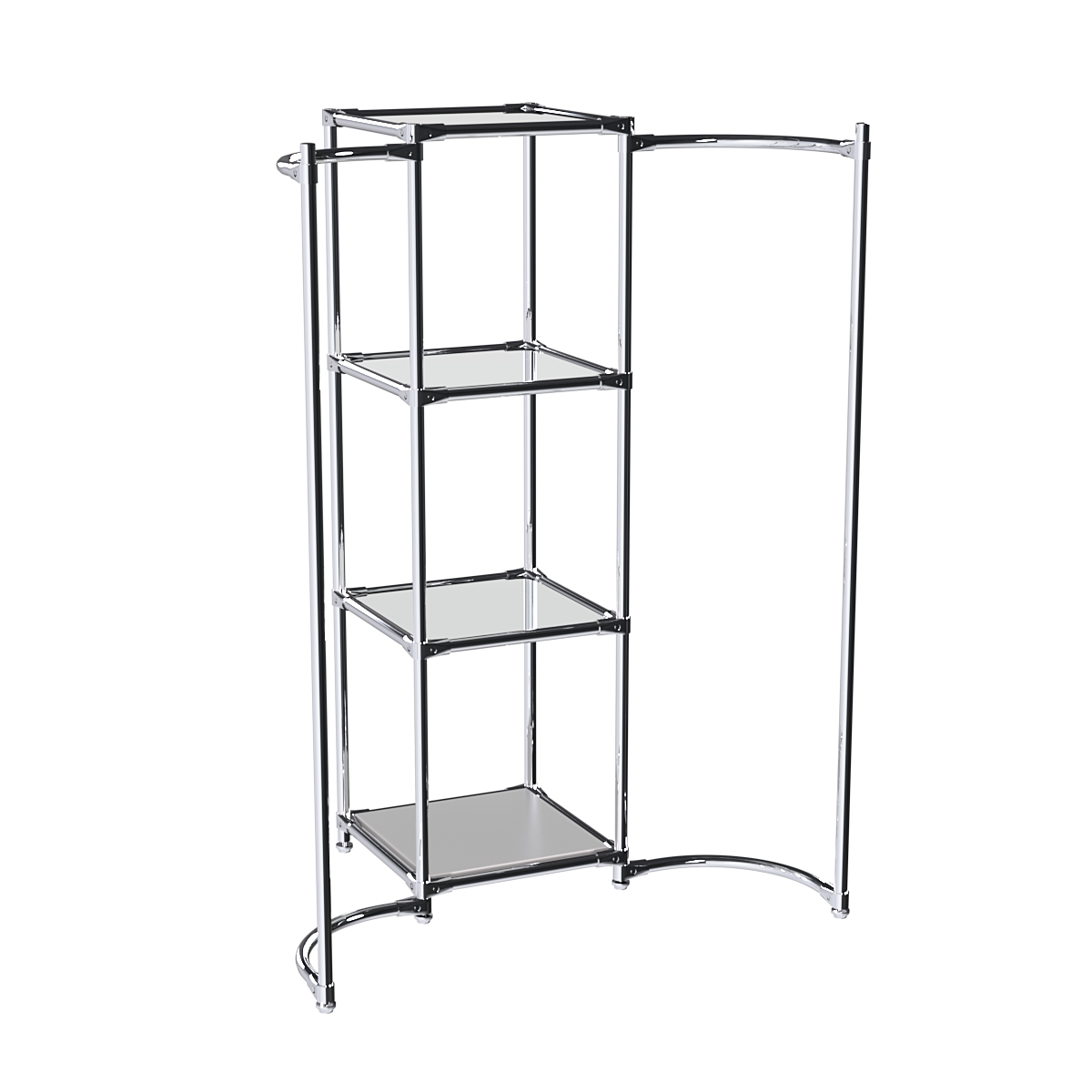 Хромированное вешало ВОЛНА №2-4 с зеркальными полками 4мм Серый