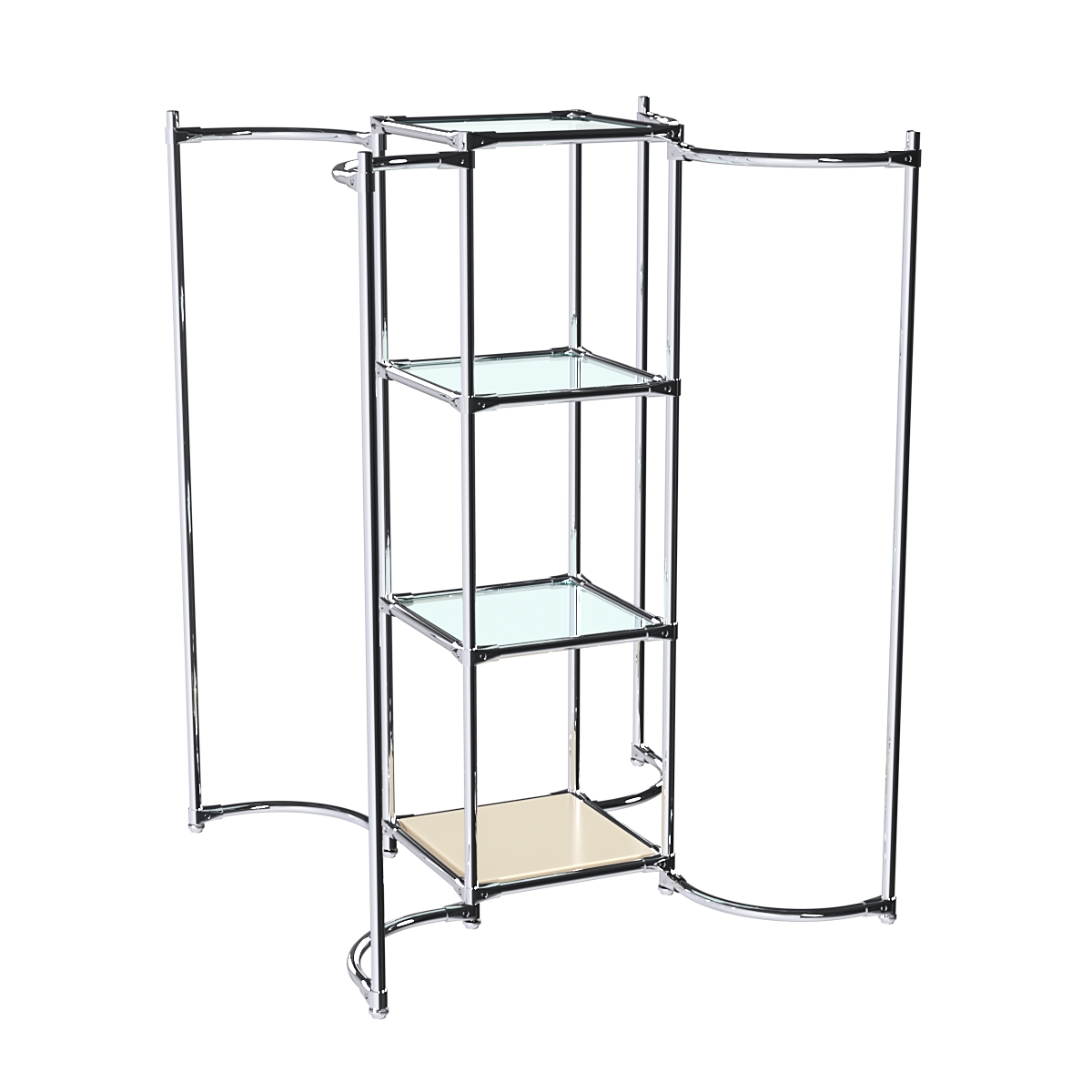 Хромированное вешало ВОЛНА №3-1 с полками стекло 6мм Крем Вайс