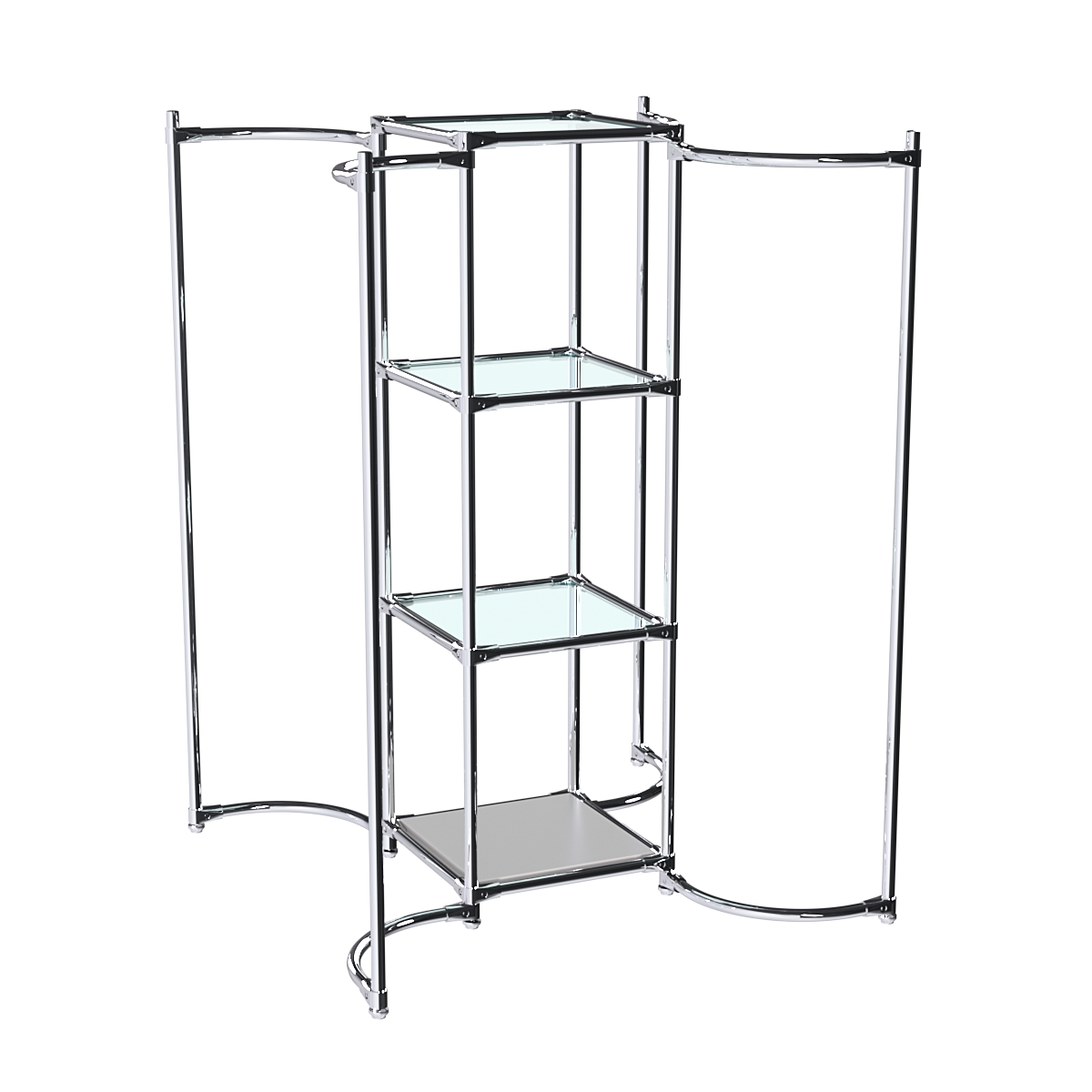 Хромированное вешало ВОЛНА №3-1 с полками стекло 6мм Серый