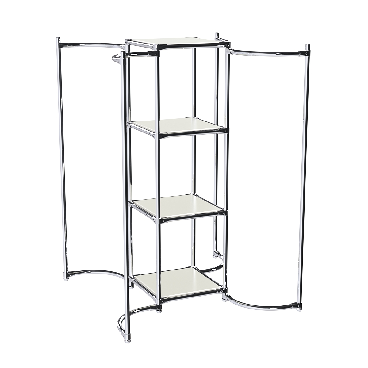 Хромированное вешало ВОЛНА №3-3 с полками ДСП 16мм Белый