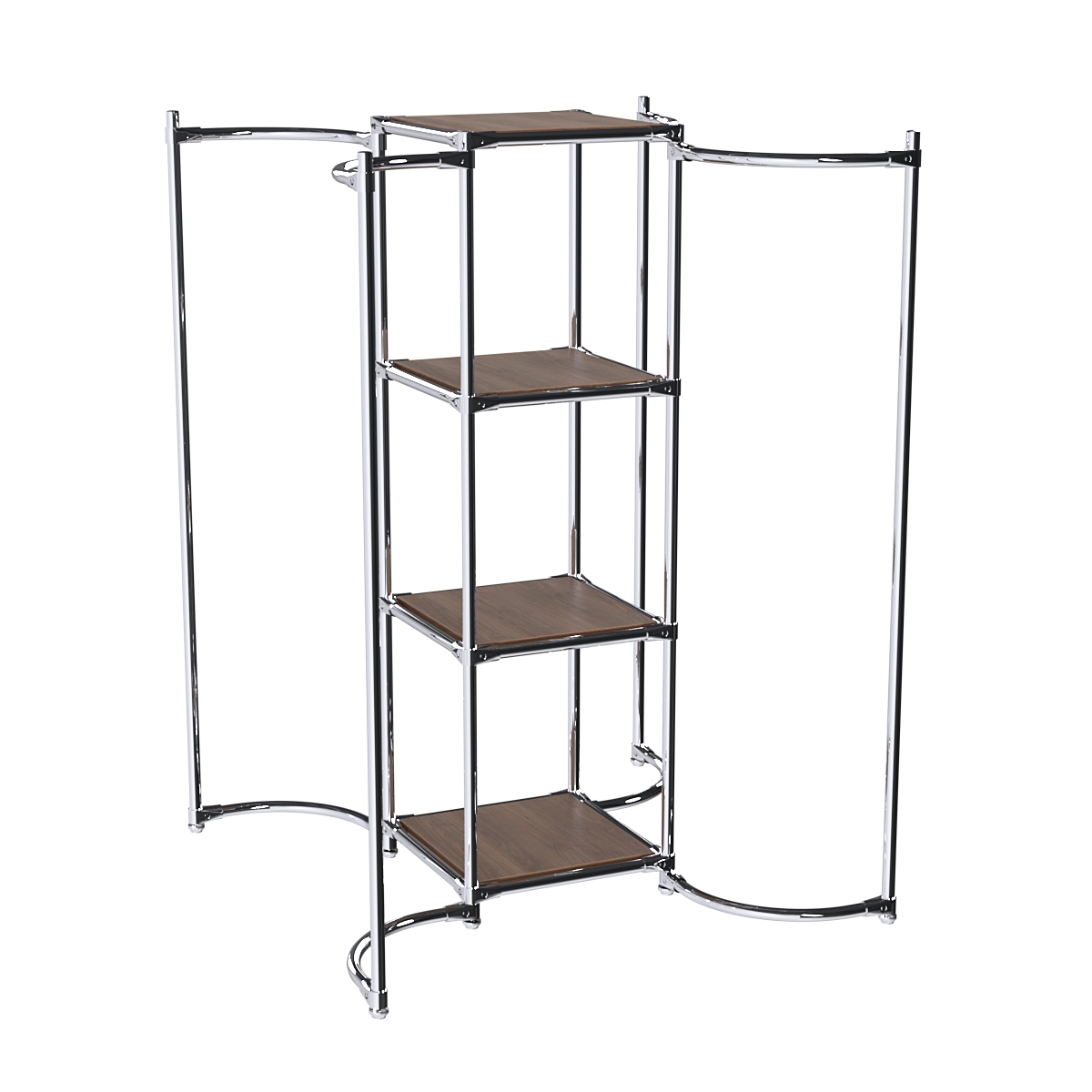 Хромированное вешало ВОЛНА №3-3 с полками ДСП 16мм Орех