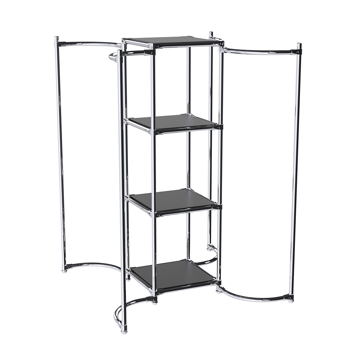 Хромированное вешало ВОЛНА №3-3 с полками ДСП 16мм Черный