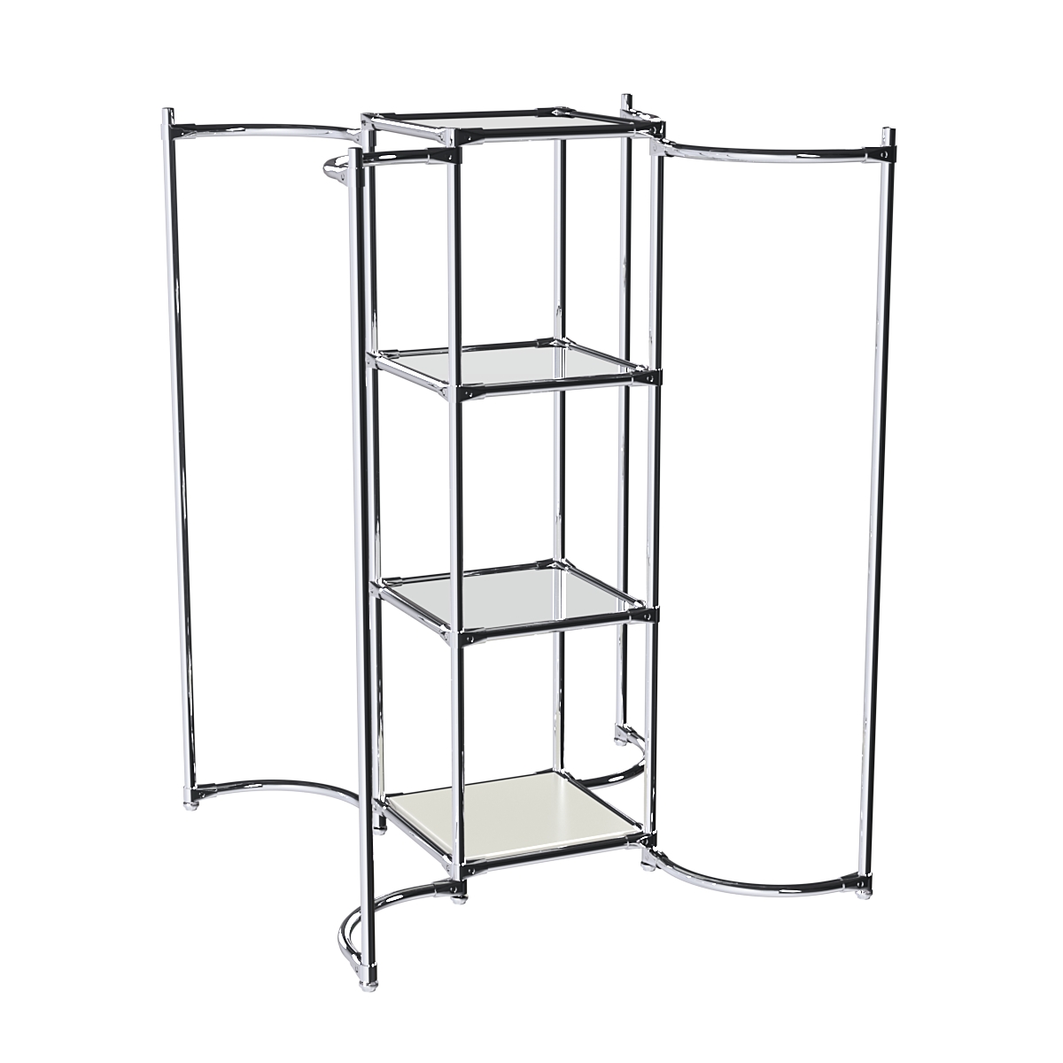 Хромированное вешало ВОЛНА №3-4 с зеркальными полками 4мм Белый