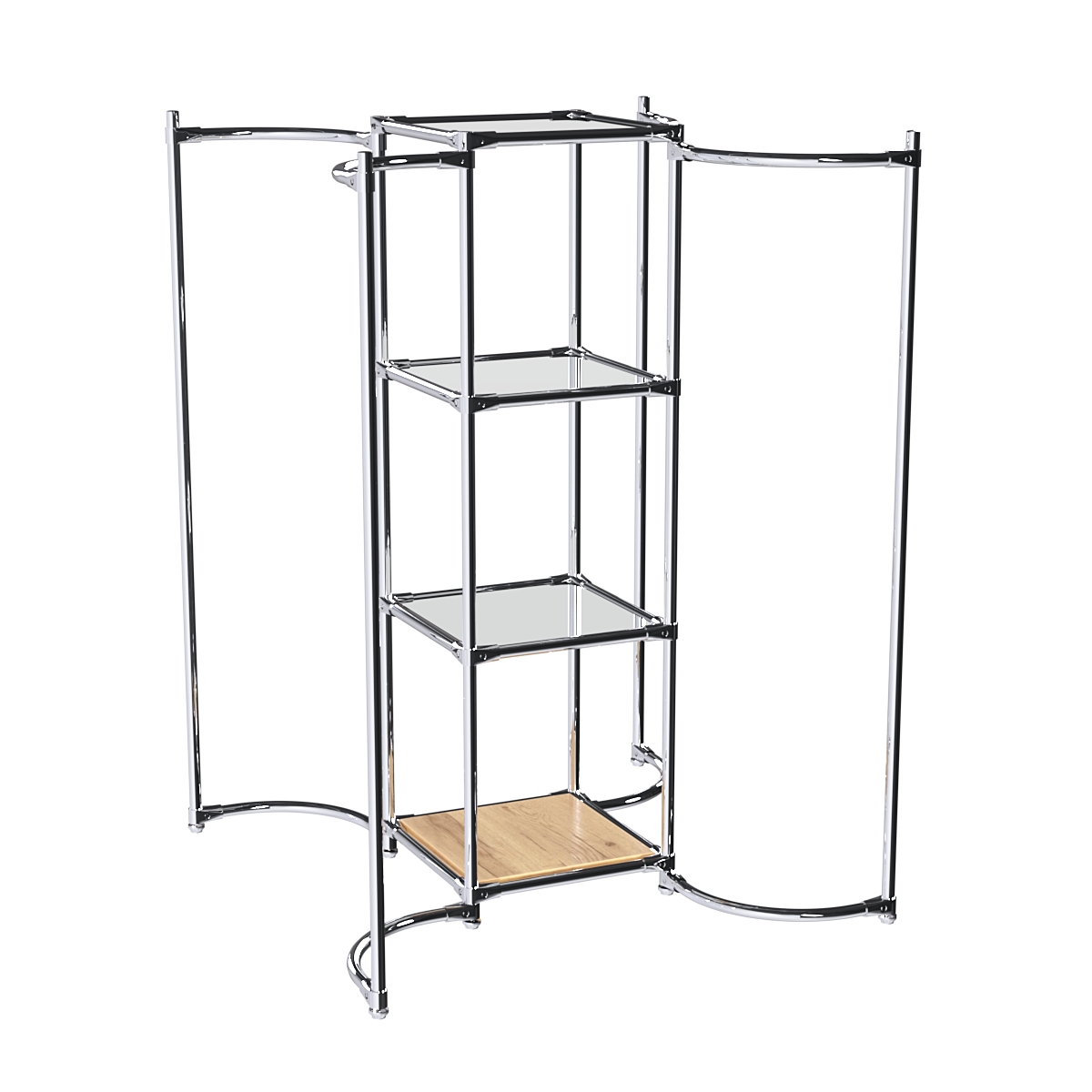 Хромированное вешало ВОЛНА №3-4 с зеркальными полками 4мм Дуб Золотистый