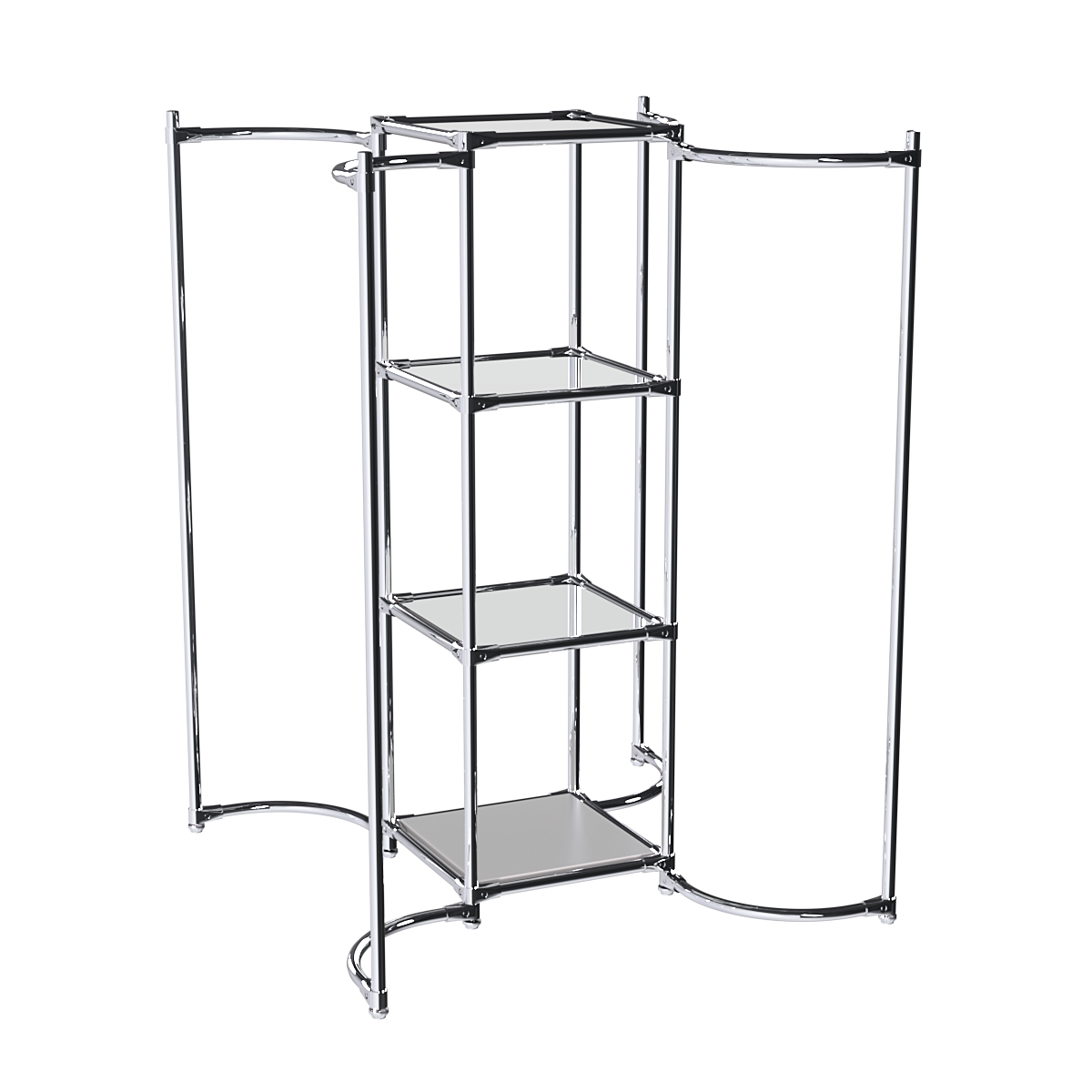 Хромированное вешало ВОЛНА №3-4 с зеркальными полками 4мм Серый