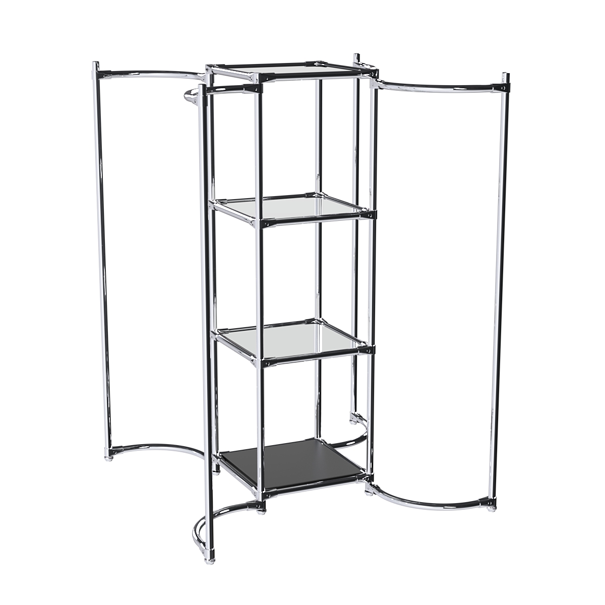 Хромированное вешало ВОЛНА №3-4 с зеркальными полками 4мм Черный