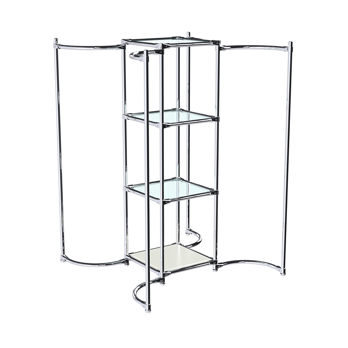 Хромированное вешало ВОЛНА №4-1 с полками стекло 6мм Белый