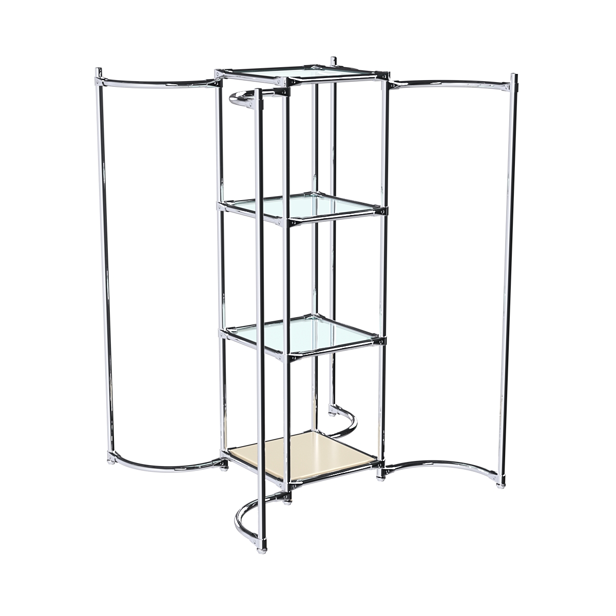 Хромированное вешало ВОЛНА №4-1 с полками стекло 6мм Крем Вайс