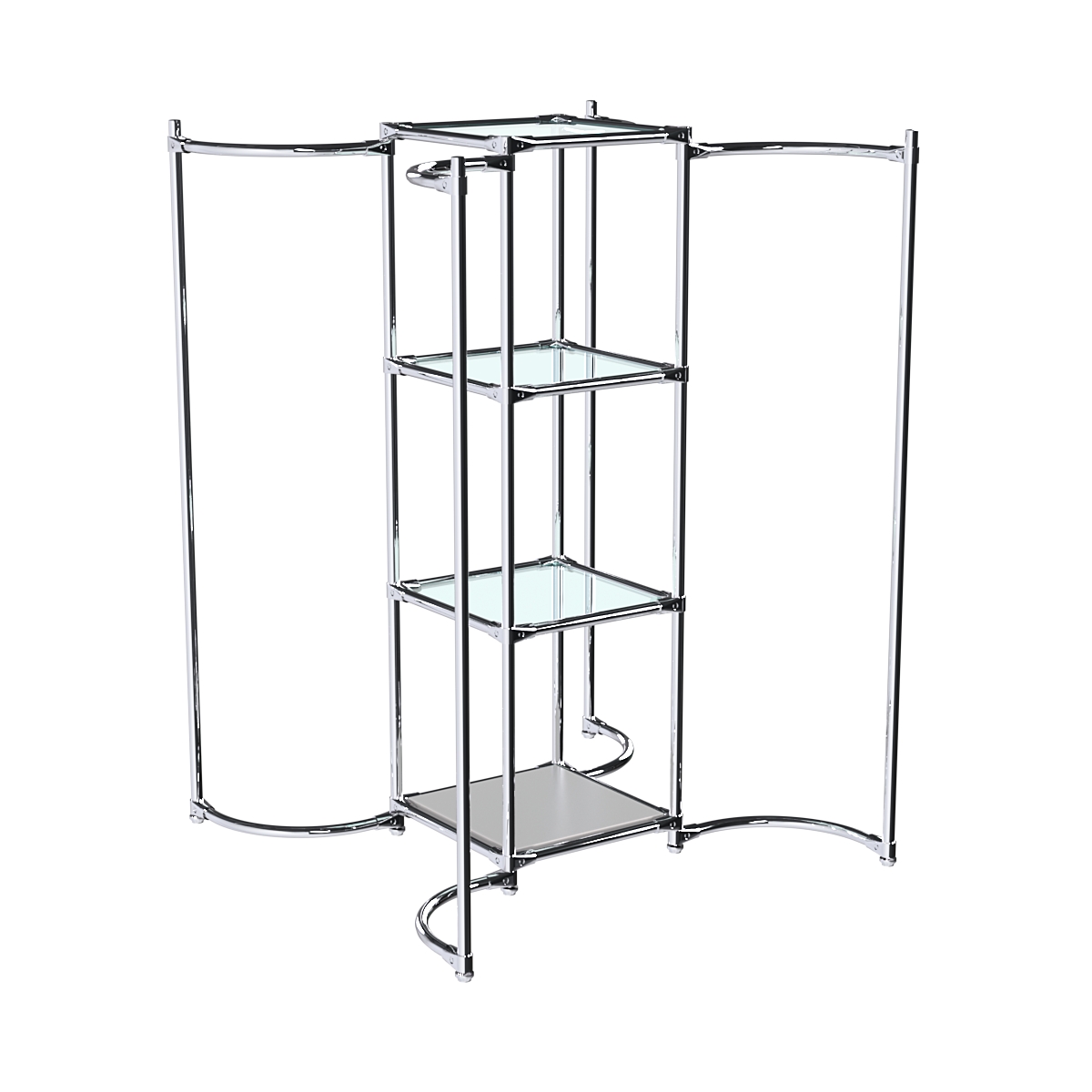 Хромированное вешало ВОЛНА №4-1 с полками стекло 6мм Серый