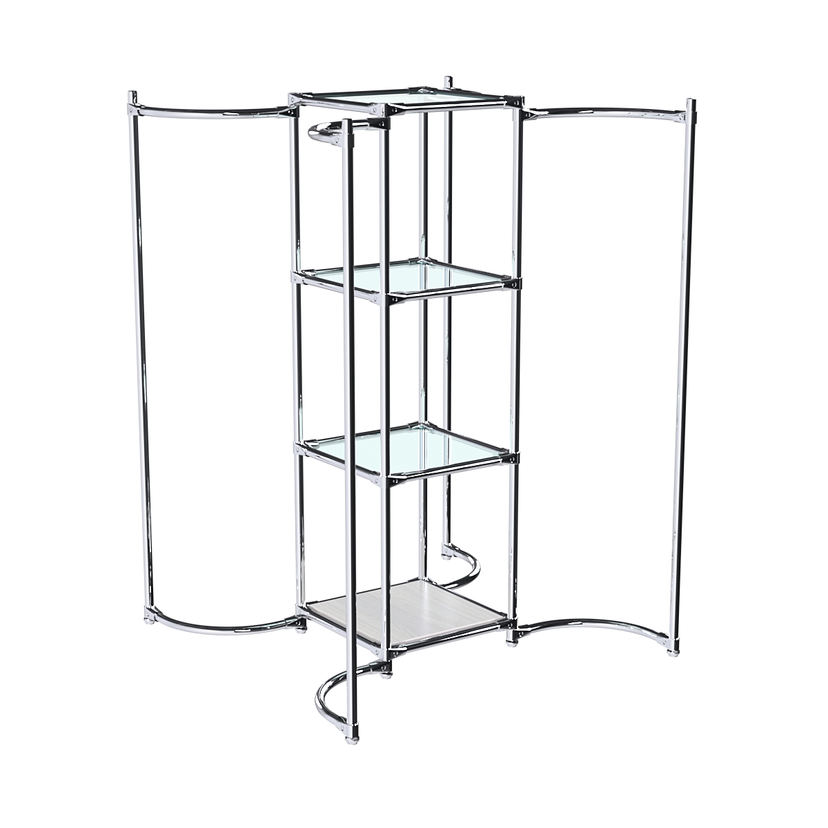 Хромированное вешало ВОЛНА №4-1 с полками стекло 6мм Ясень Анкор светлый - U31104