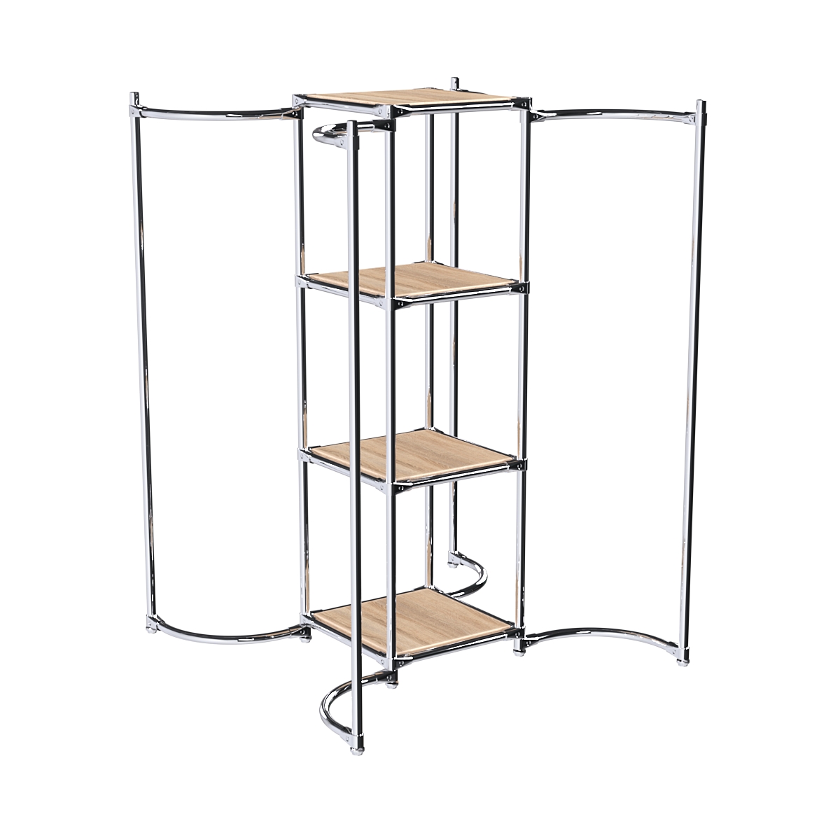 Хромированное вешало ВОЛНА №4-3 с полками ДСП 16мм Дуб Сонома