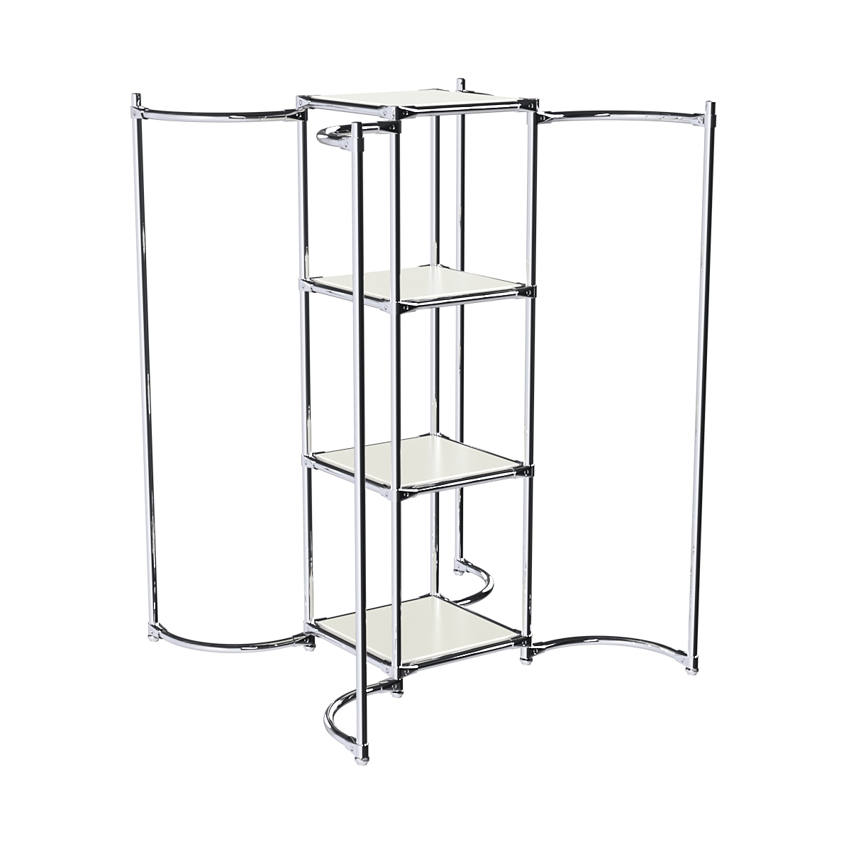 Хромированное вешало ВОЛНА №4-3 с полками ДСП 16мм Белый