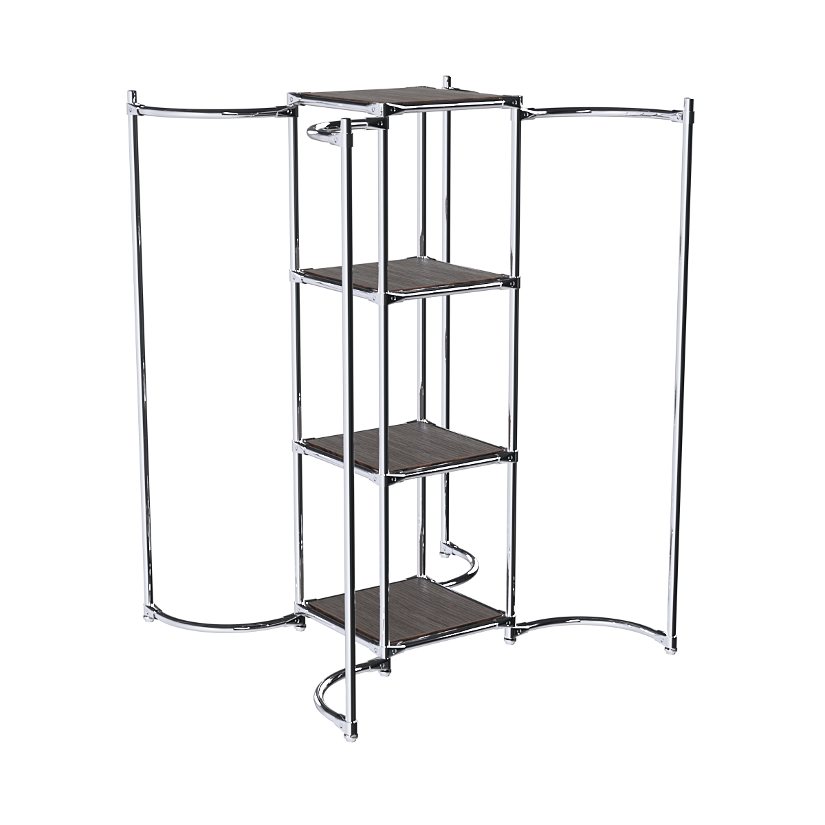 Хромированное вешало ВОЛНА №4-3 с полками ДСП 16мм Дуб Венге