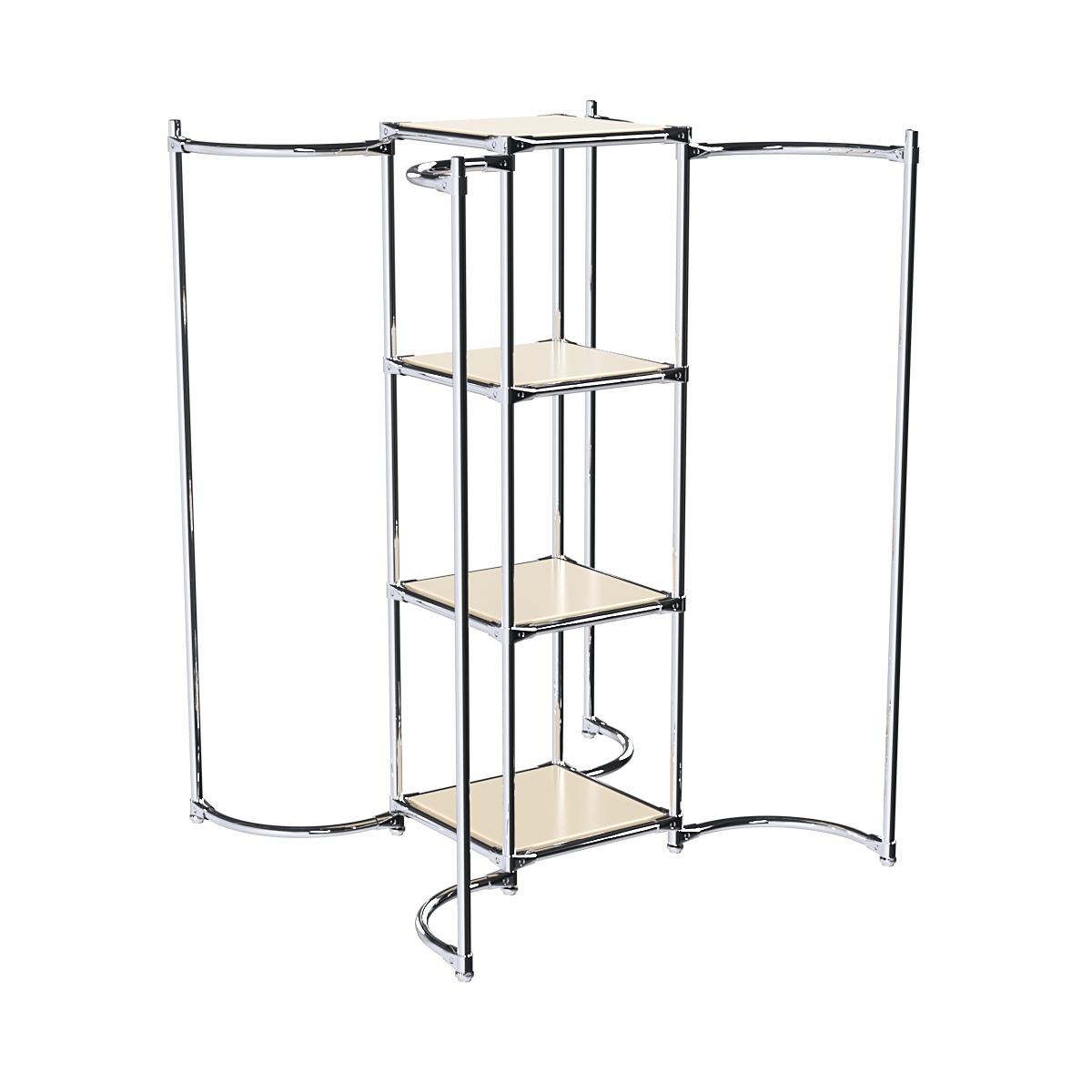 Хромированное вешало ВОЛНА №4-3 с полками ДСП 16мм Крем Вайс