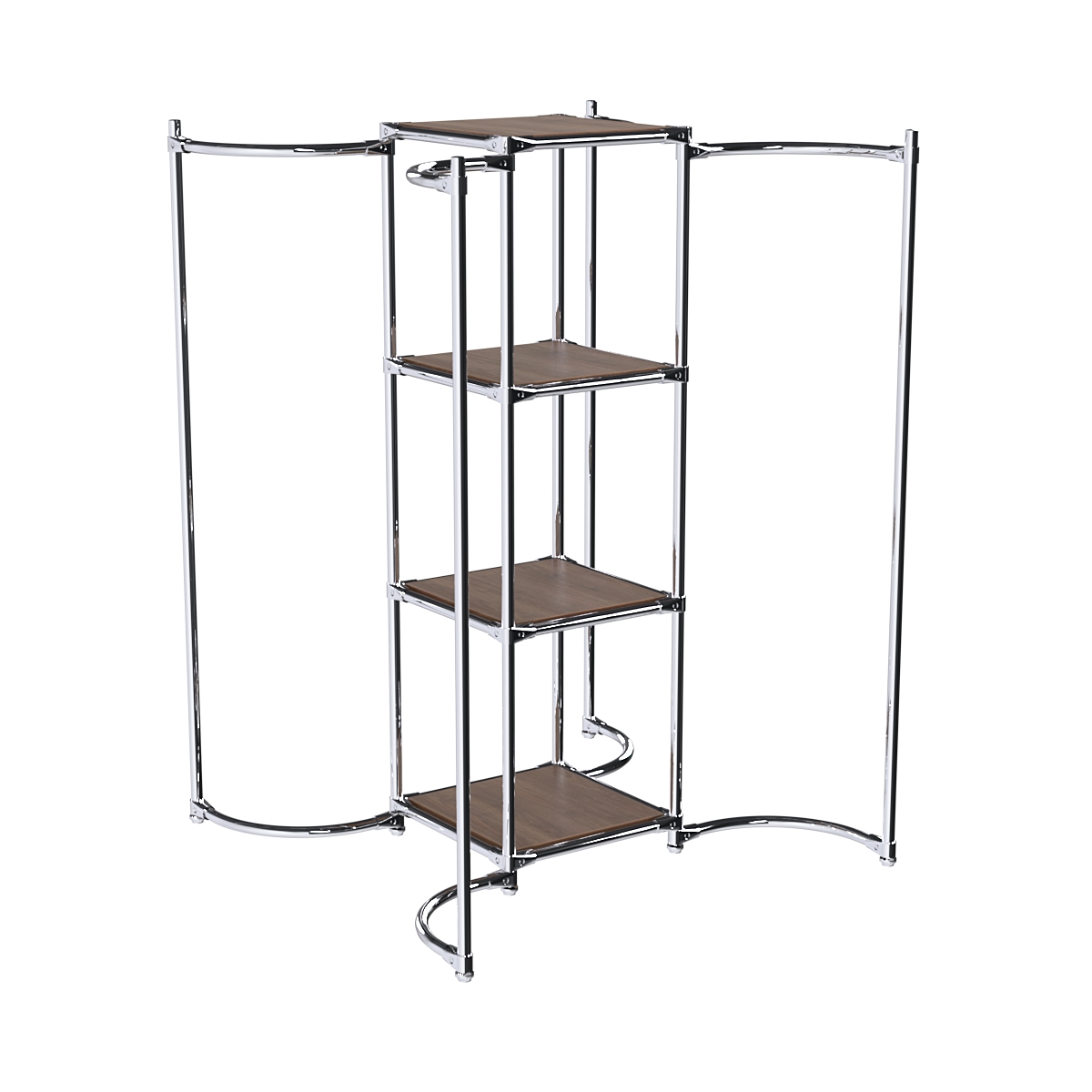 Хромированное вешало ВОЛНА №4-3 с полками ДСП 16мм Орех