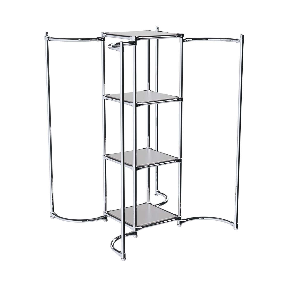 Хромированное вешало ВОЛНА №4-3 с полками ДСП 16мм Серый