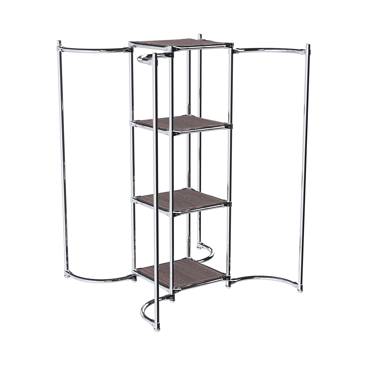 Хромированное вешало ВОЛНА №4-3 с полками ДСП 16мм Ясень Анкор темный - U31105