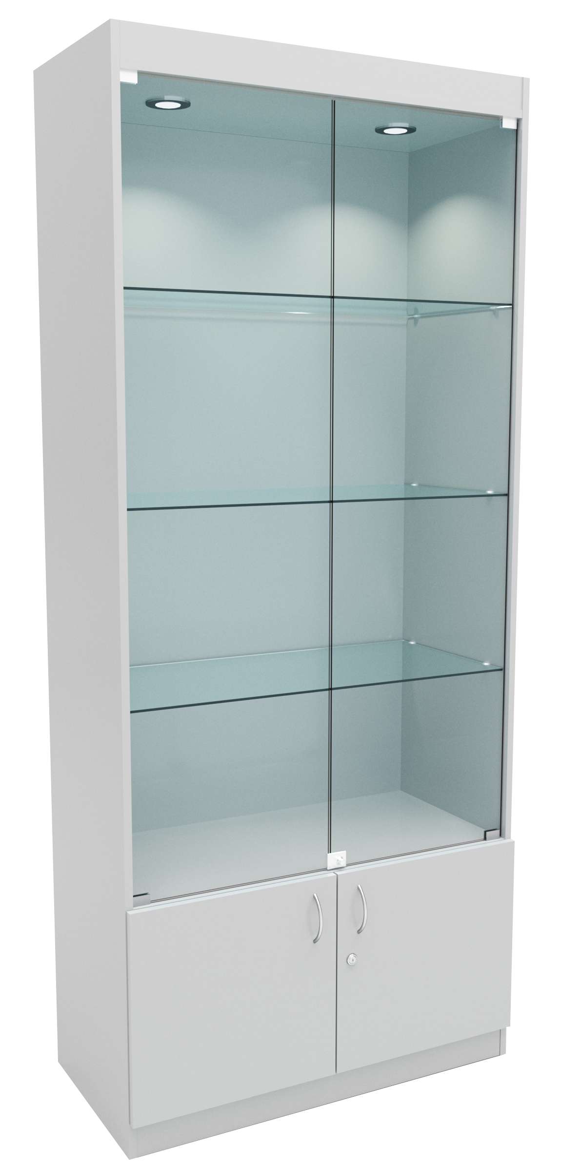 Стеклянная витрина №1-1 с каркасом из ДСП (задняя стенка ДВП) Серый