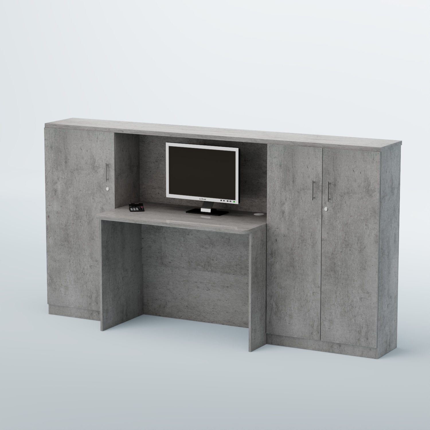 Ресепшен с тумбами и дверками ВЕГА №1 Бетон Чикаго светло-серый F186 ST9