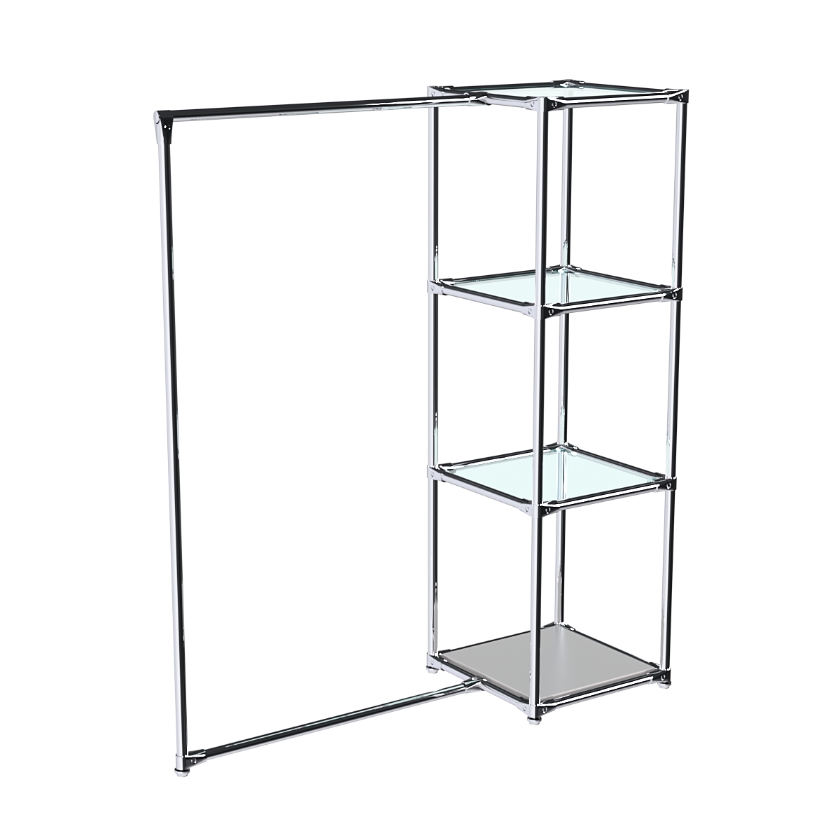 Хромированное вешало ЛИНИЯ №1-1 с полками стекло 6 мм Серый