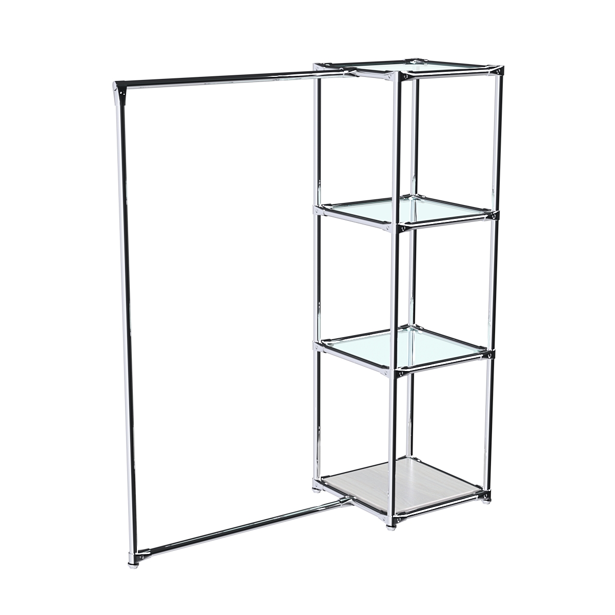 Хромированное вешало ЛИНИЯ №1-1 с полками стекло 6 мм Ясень Анкор светлый - U31104