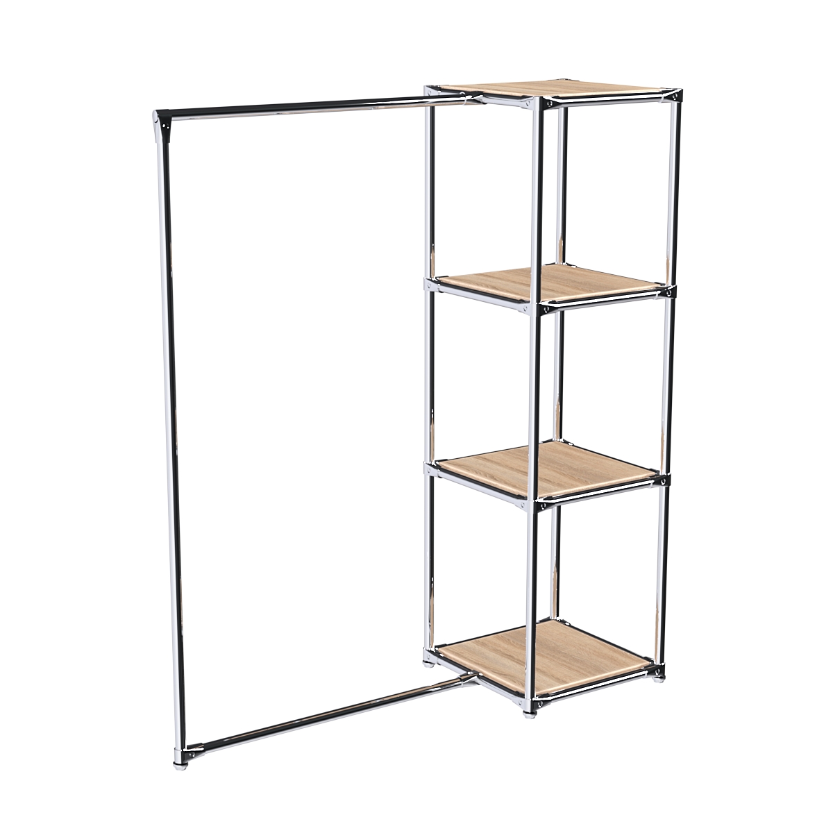 Хромированное вешало ЛИНИЯ №1-3 с полками ДСП 16 мм Дуб Сонома