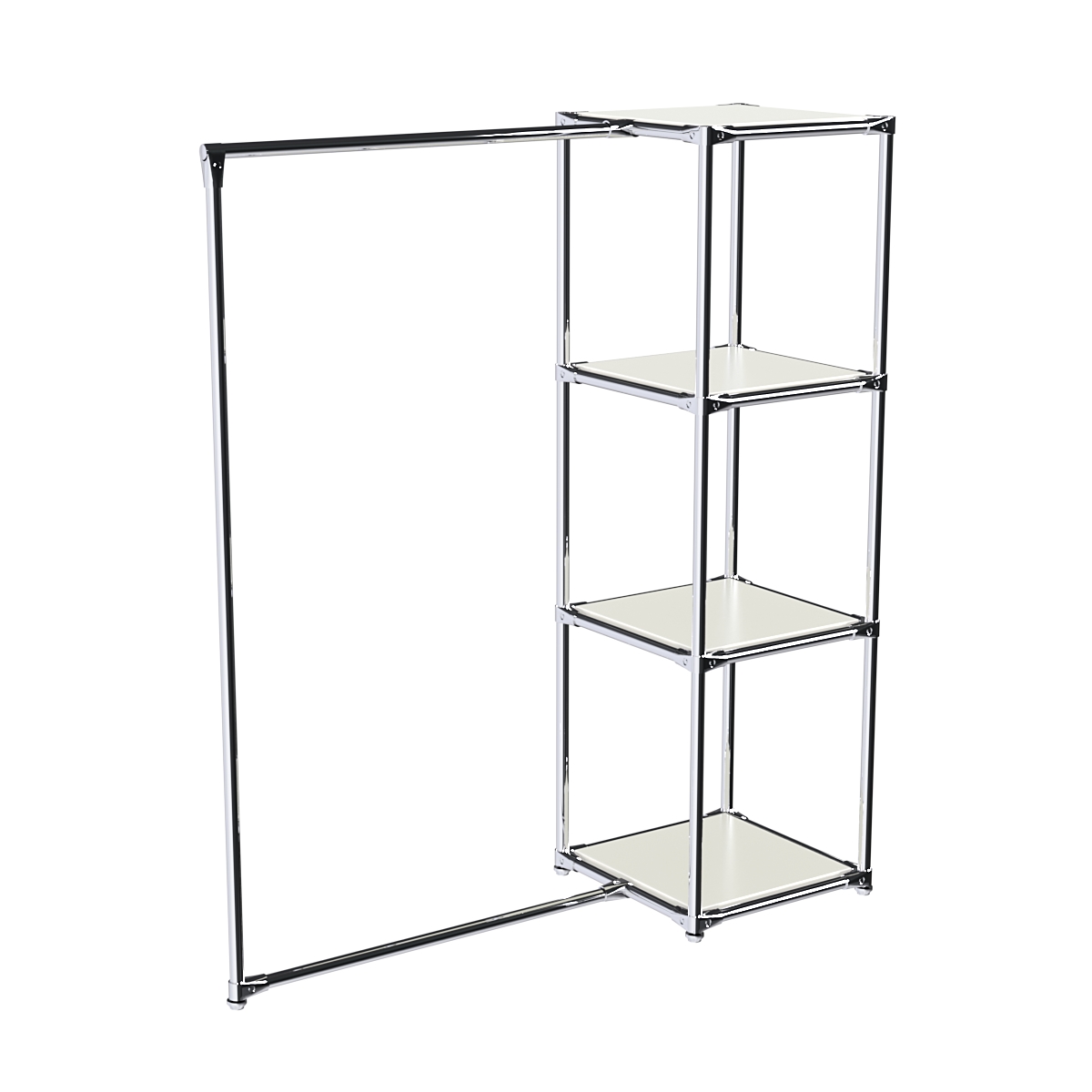 Хромированное вешало ЛИНИЯ №1-3 с полками ДСП 16 мм Белый