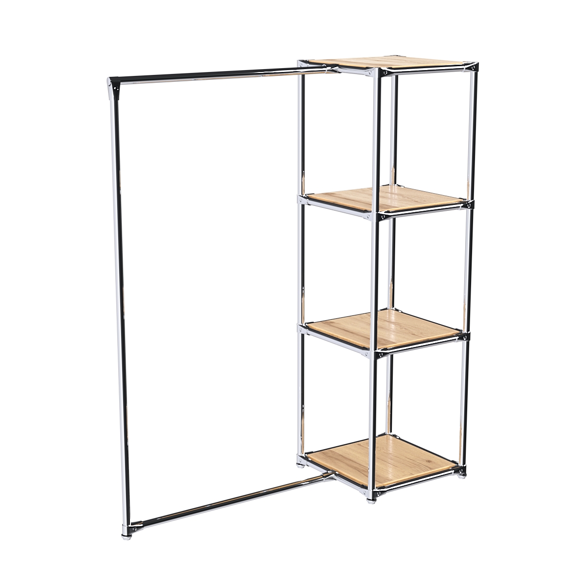 Хромированное вешало ЛИНИЯ №1-3 с полками ДСП 16 мм Дуб Золотистый