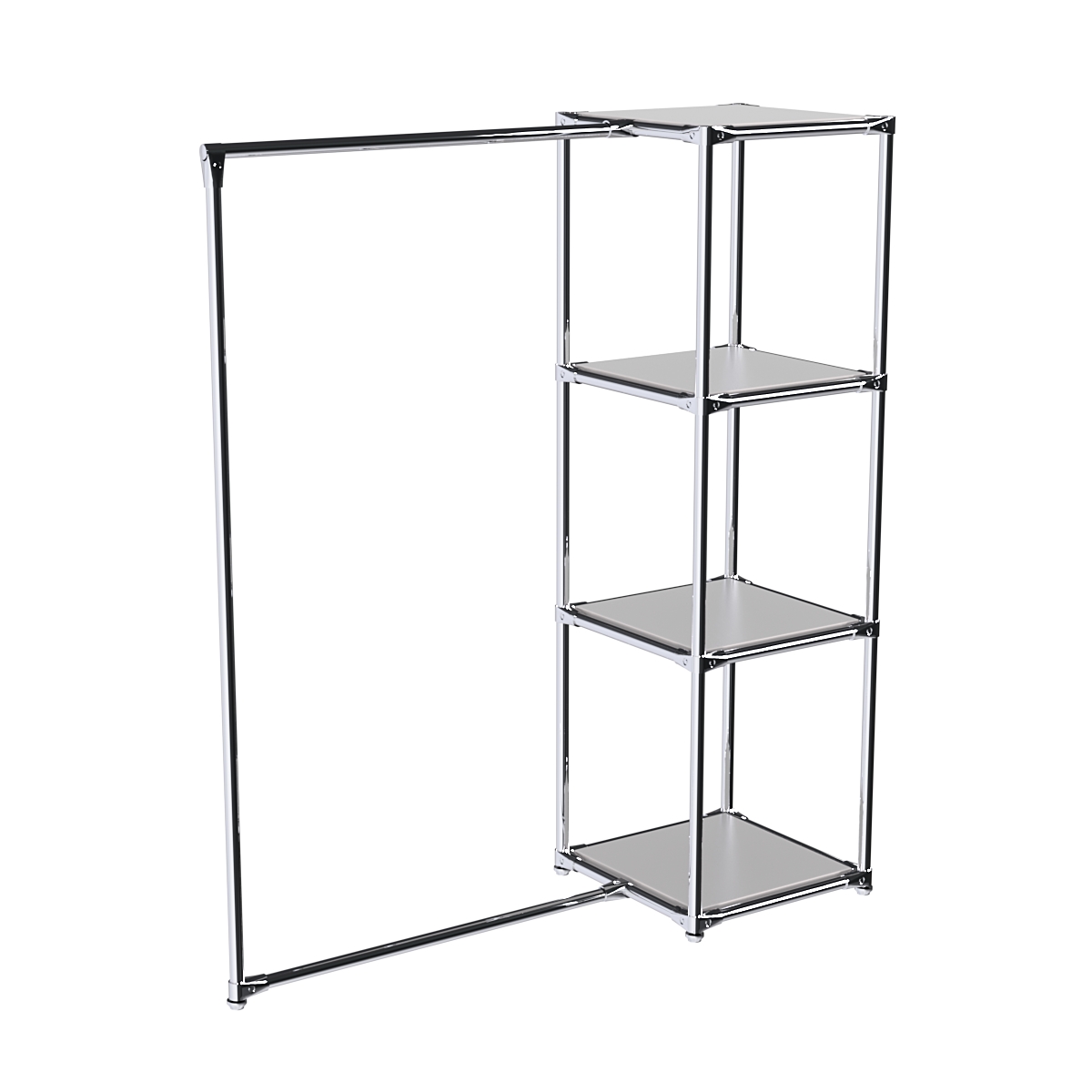 Хромированное вешало ЛИНИЯ №1-3 с полками ДСП 16 мм Серый