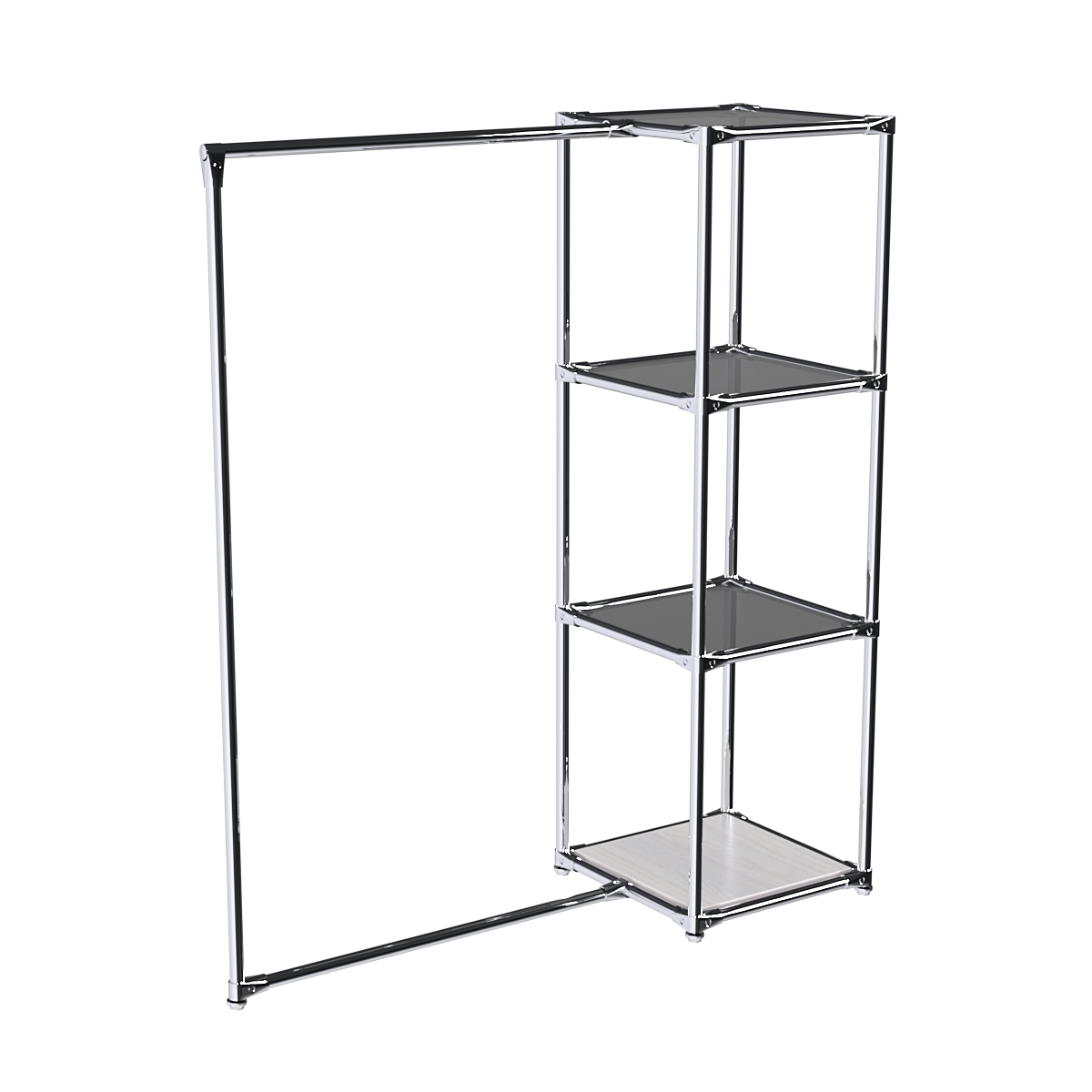 Хромированное вешало ЛИНИЯ №1-4 с зеркальными полками 4мм Ясень Анкор светлый - U31104