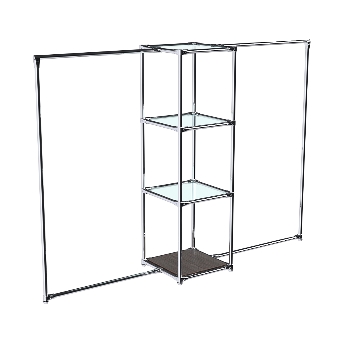 Хромированное вешало ЛИНИЯ №2-1 с полками стекло 6 мм Дуб Венге