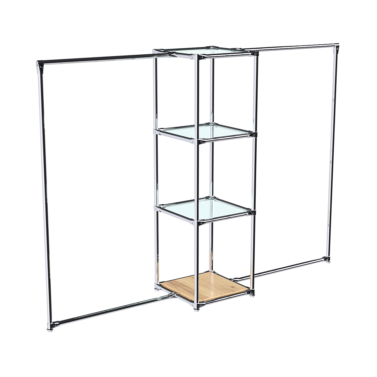 Хромированное вешало ЛИНИЯ №2-1 с полками стекло 6 мм Дуб Золотистый