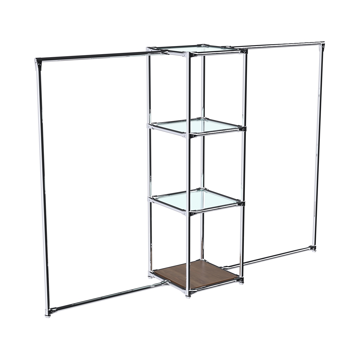 Хромированное вешало ЛИНИЯ №2-1 с полками стекло 6 мм Орех