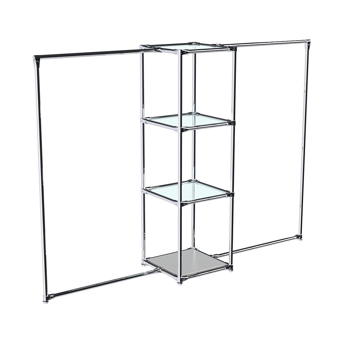 Хромированное вешало ЛИНИЯ №2-1 с полками стекло 6 мм Серый