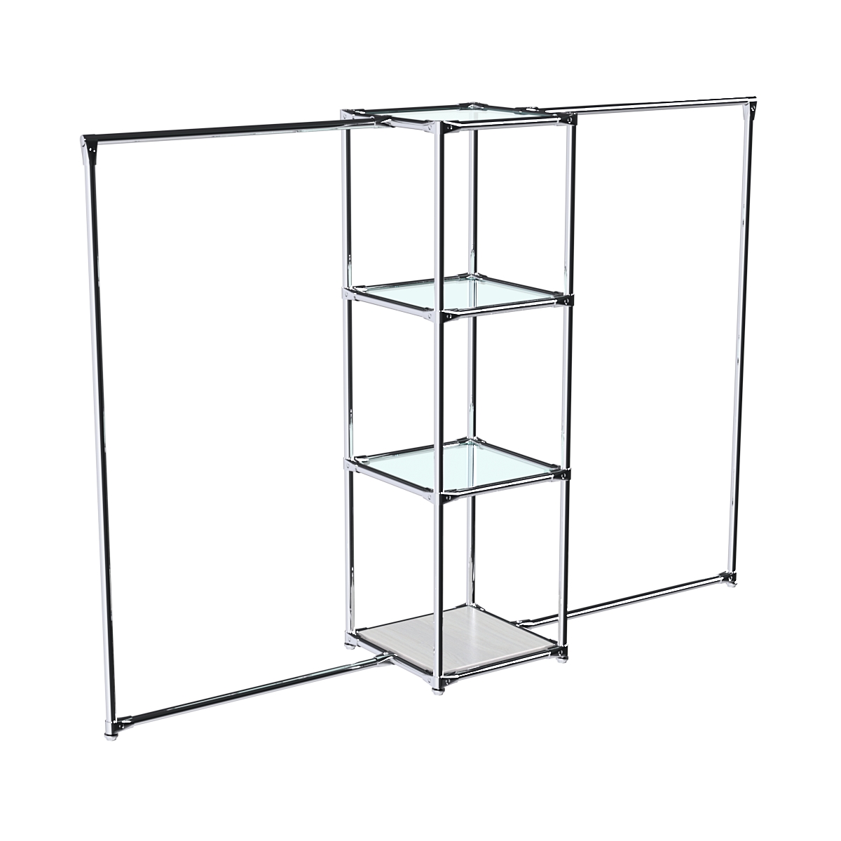 Хромированное вешало ЛИНИЯ №2-1 с полками стекло 6 мм Ясень Анкор светлый - U31104