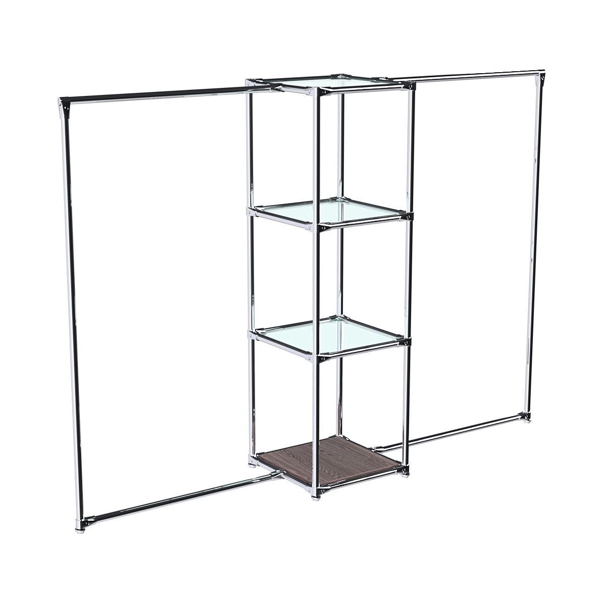 Хромированное вешало ЛИНИЯ №2-1 с полками стекло 6 мм Ясень Анкор темный - U31105