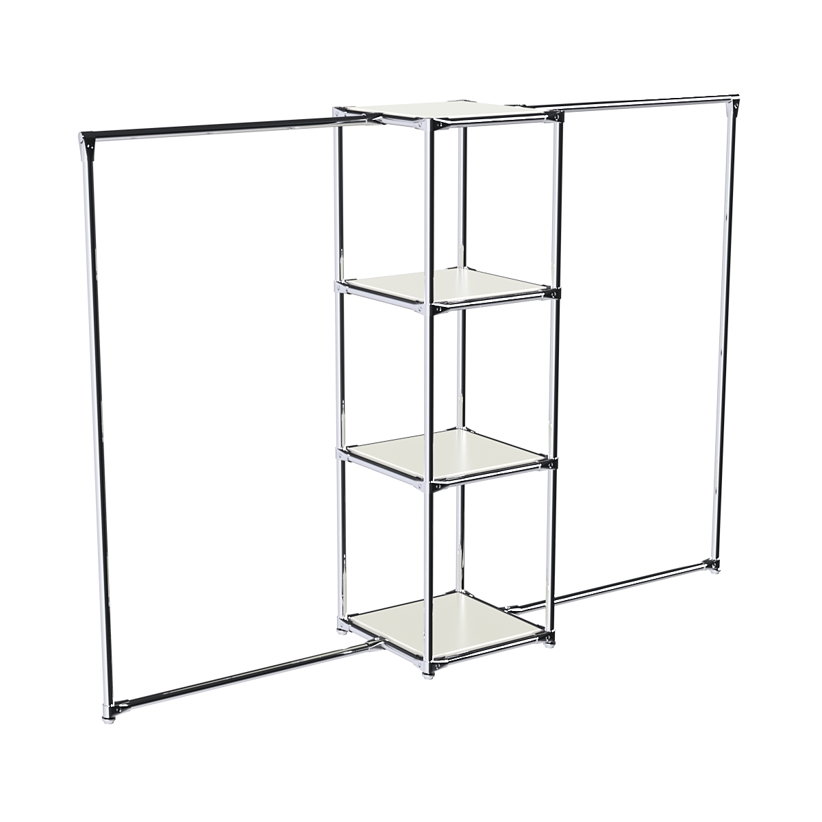 Хромированное вешало ЛИНИЯ №2-3 с полками ДСП 16 мм Белый