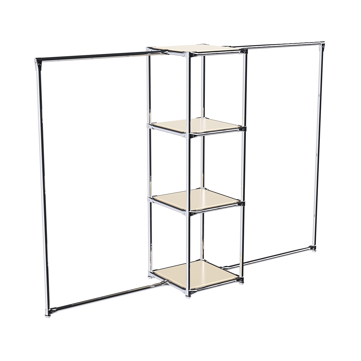 Хромированное вешало ЛИНИЯ №2-3 с полками ДСП 16 мм Крем Вайс