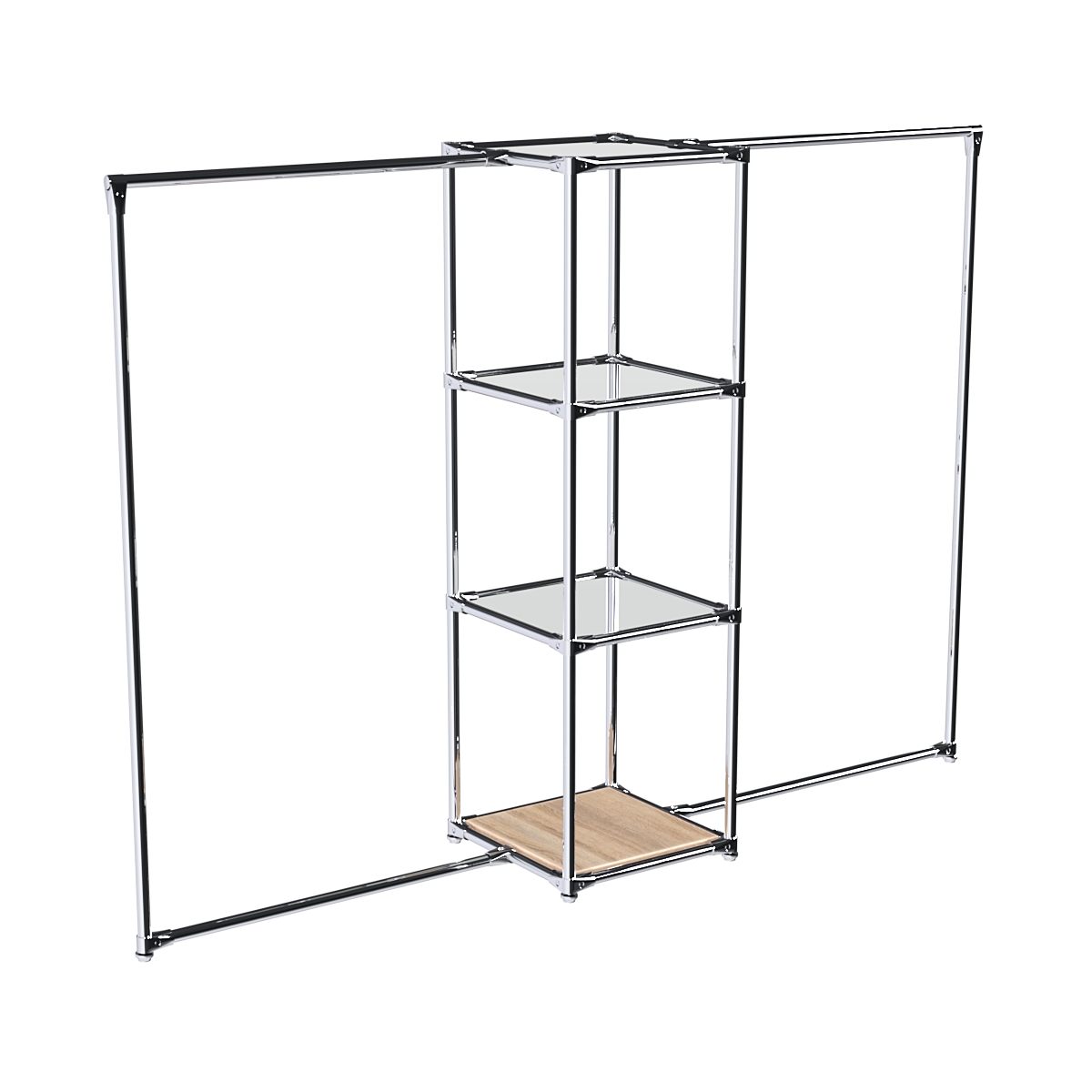 Хромированное вешало ЛИНИЯ №2-4 с зеркальными полками 4 мм Дуб Сонома