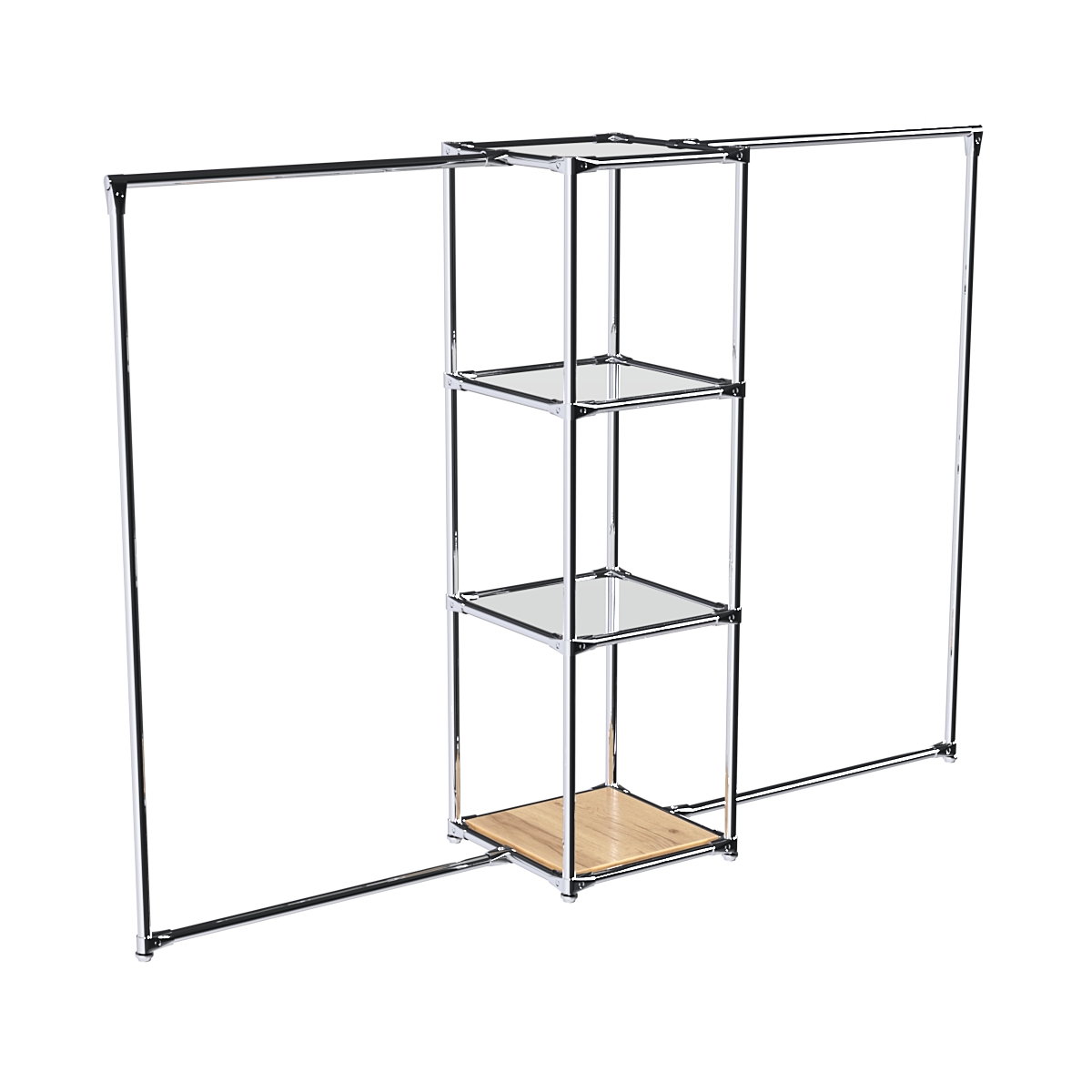 Хромированное вешало ЛИНИЯ №2-4 с зеркальными полками 4 мм Дуб Золотистый