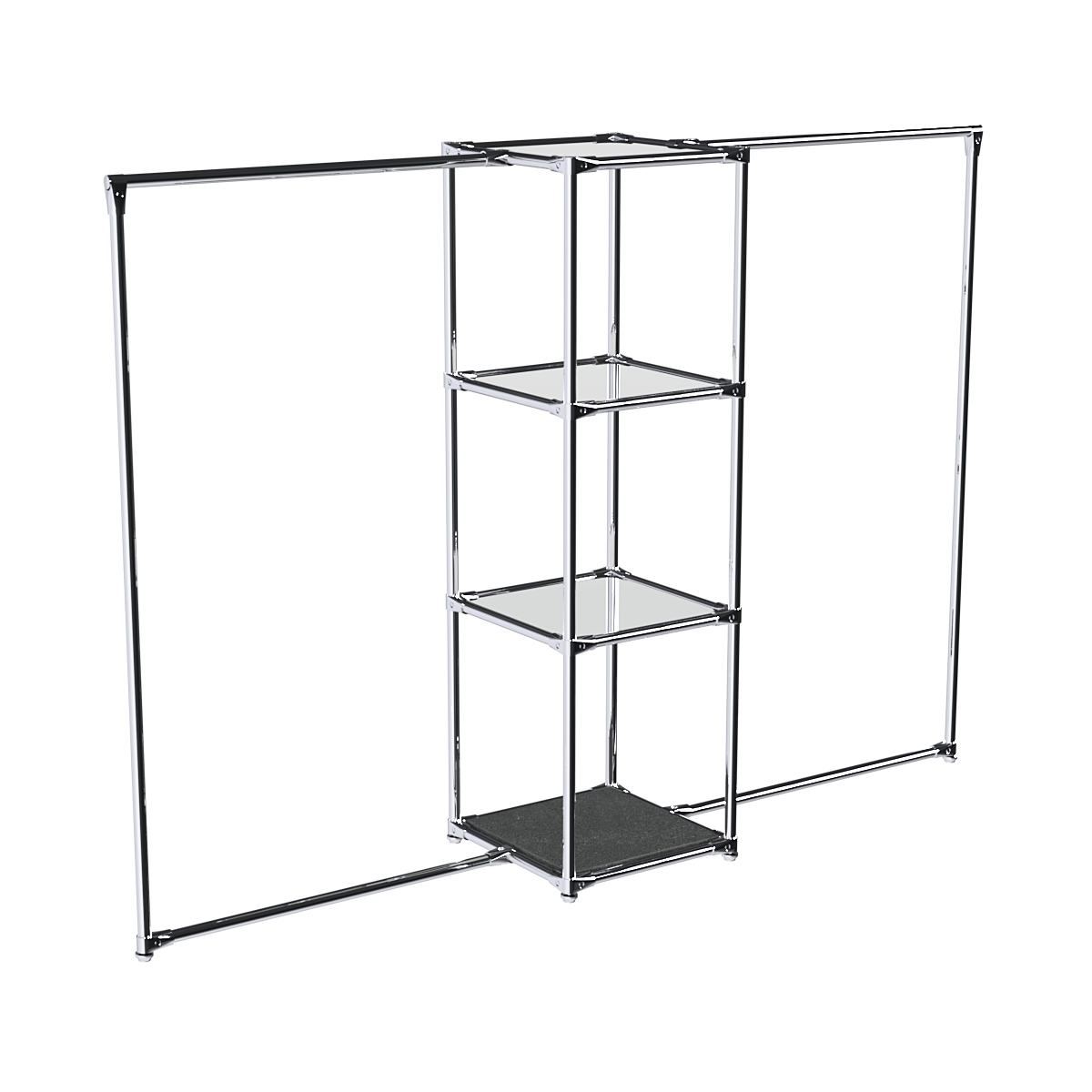 Хромированное вешало ЛИНИЯ №2-4 с зеркальными полками 4 мм Антрацит