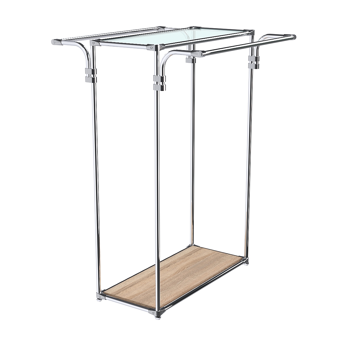Хромированный стенд-вешало TD-11 №1-1 с полкой стекло 6мм Дуб Сонома