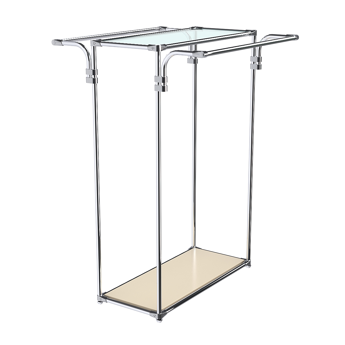 Хромированный стенд-вешало TD-11 №1-1 с полкой стекло 6мм Крем Вайс