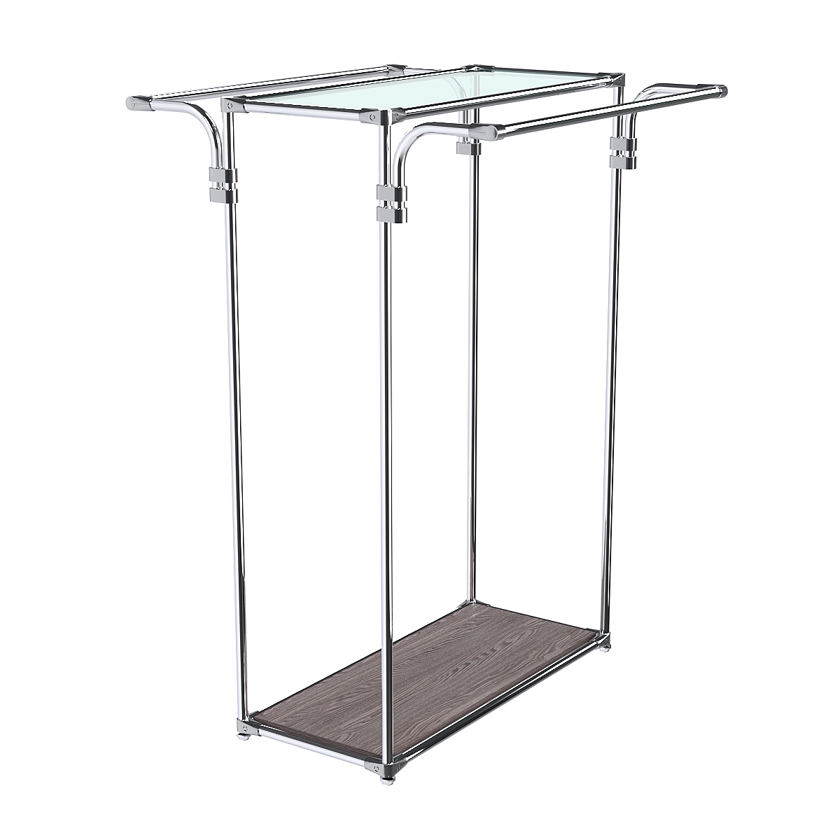 Хромированный стенд-вешало TD-11 №1-1 с полкой стекло 6мм Ясень Анкор темный - U31105