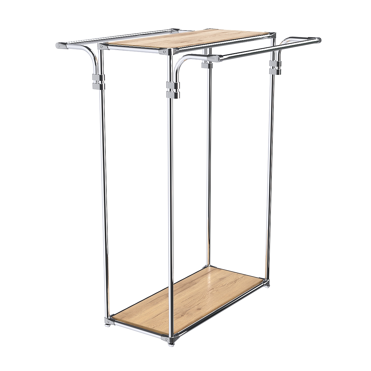 Хромированный стенд-вешало TD-11 №1-3 с полками ДСП 16мм Дуб Золотистый