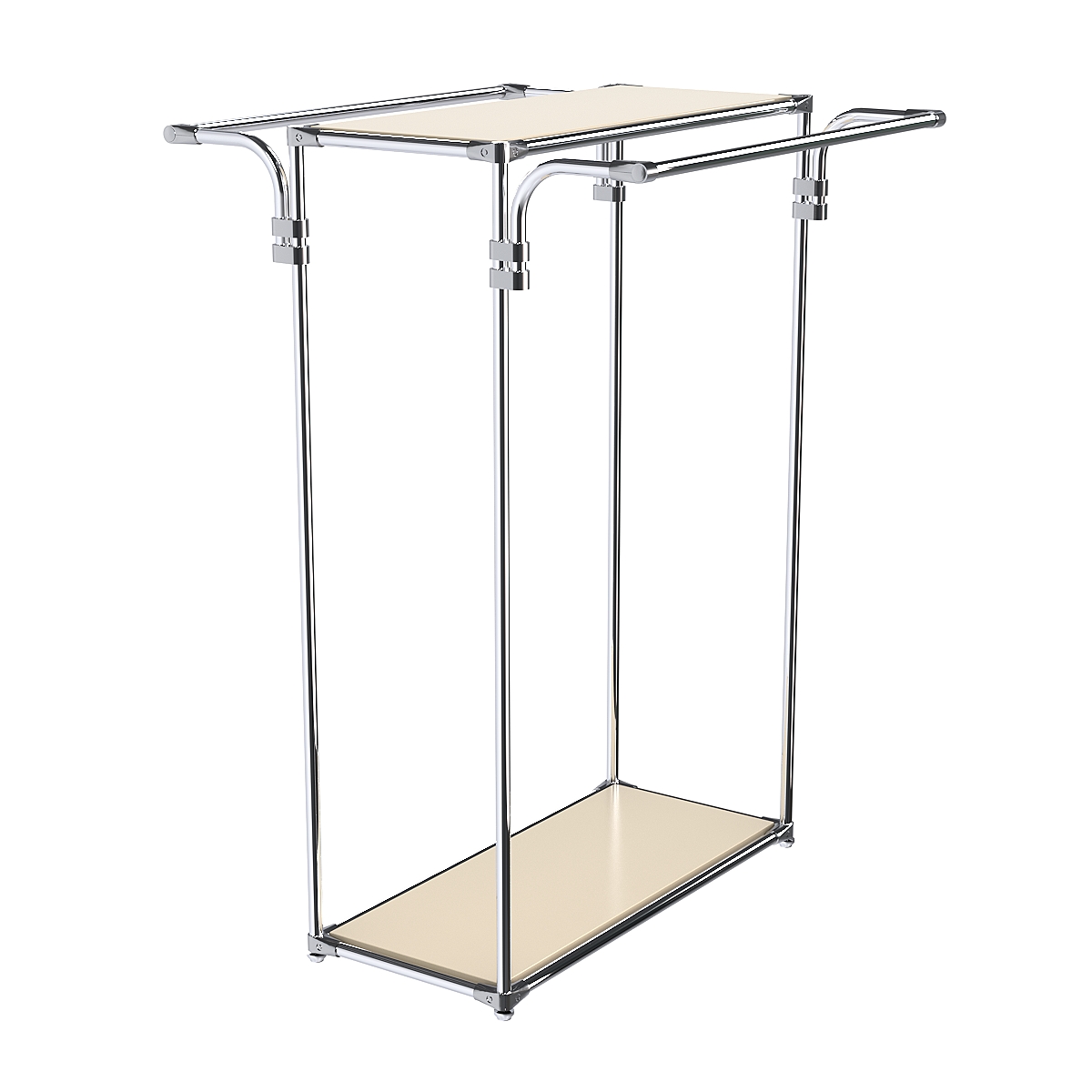 Хромированный стенд-вешало TD-11 №1-3 с полками ДСП 16мм Крем Вайс