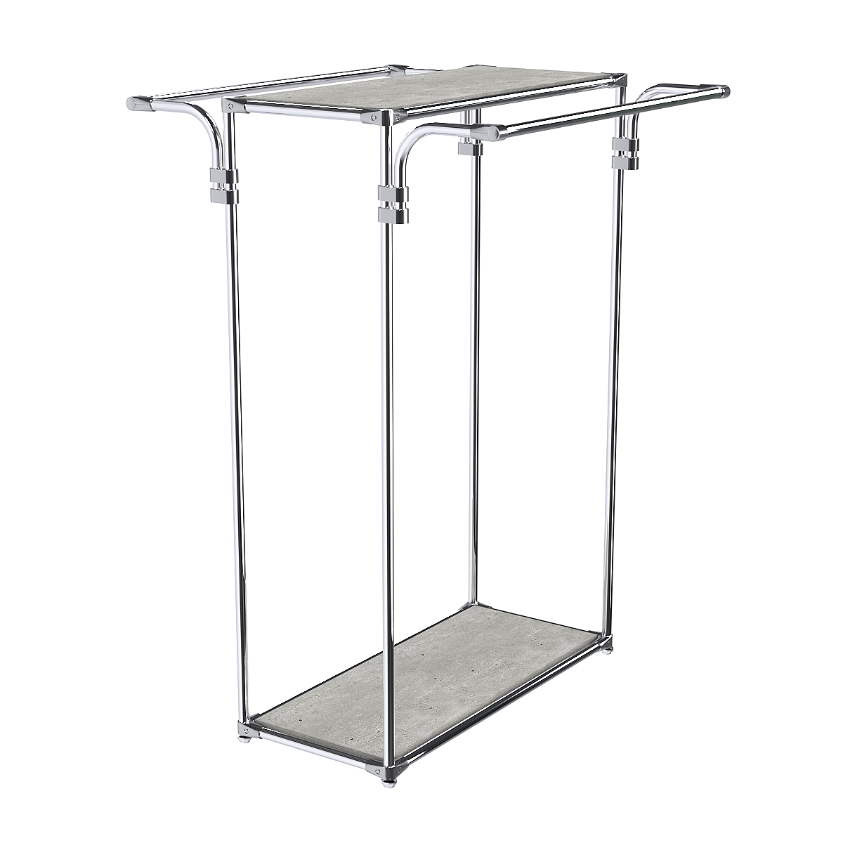 Хромированный стенд-вешало TD-11 №1-3 с полками ДСП 16мм Метрополитан Грей