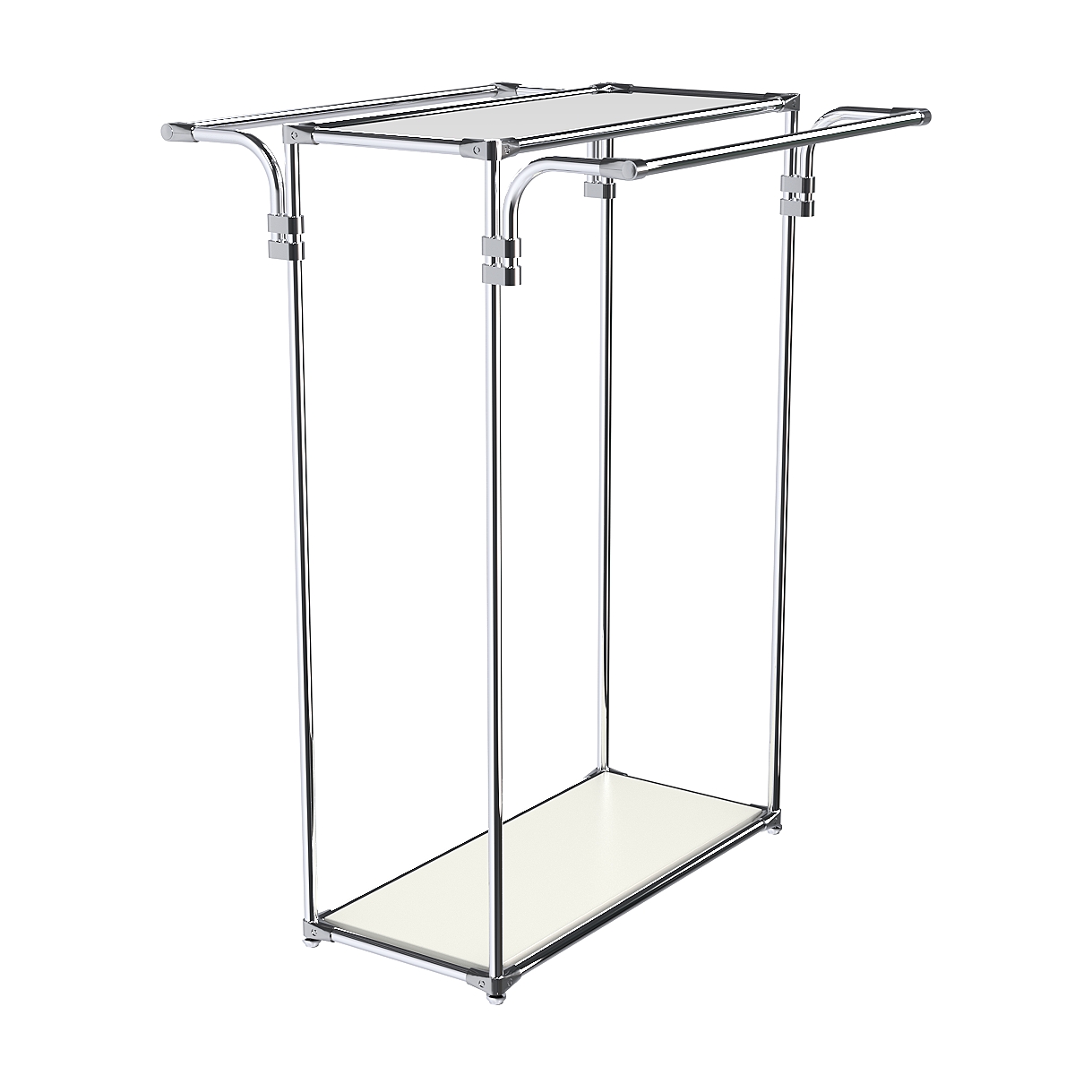 Хромированный стенд-вешало TD-11 №1-4 с полкой Зеркало 4мм Белый