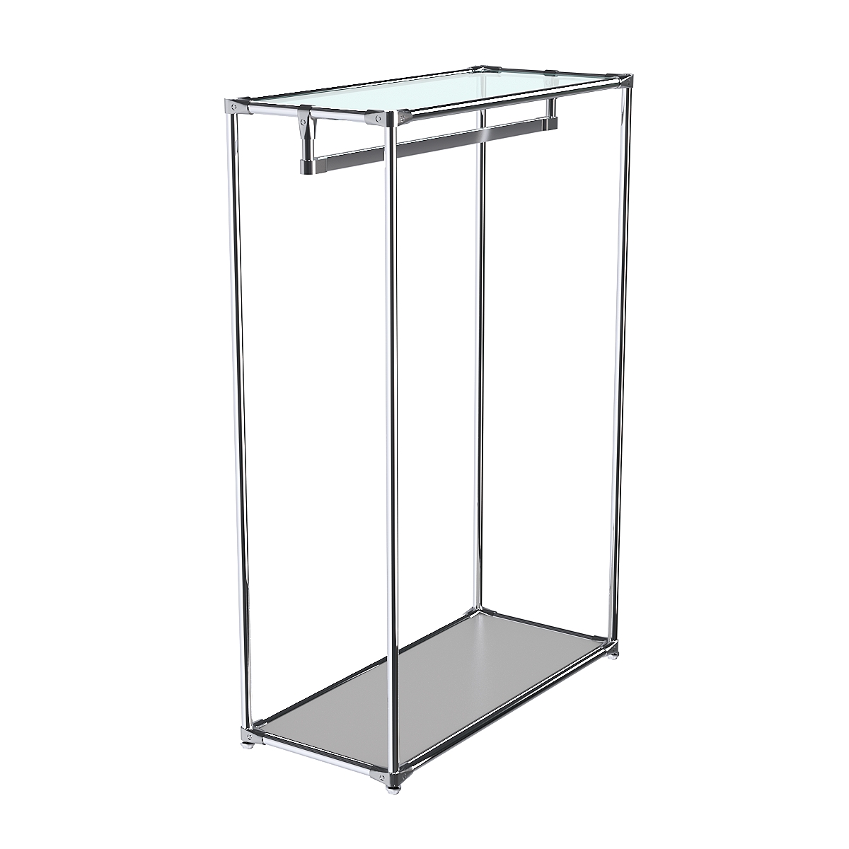 Хромированный стенд-вешало TD-12 №1-1 с полкой стекло 6мм (прозрачное) Серый