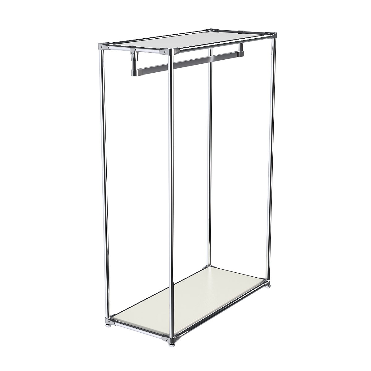 Хромированный стенд-вешало TD-12 №1-4 с полкой Зеркало 4мм Белый